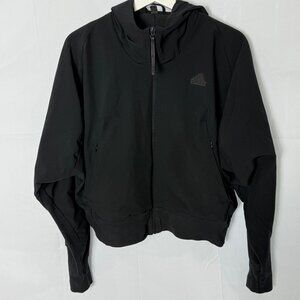 Adidas Aeroready Black Training Jacket Full Zip Long Sleeved Hooded Size Medium